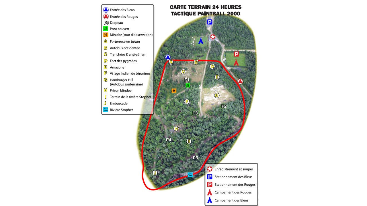 Pont couvert, tour d’observation, forteresses, tranchées et lieux d’embuscades, le terrain qui peut recevoir près de 120 personnes est entièrement dédié au plaisir des participants.