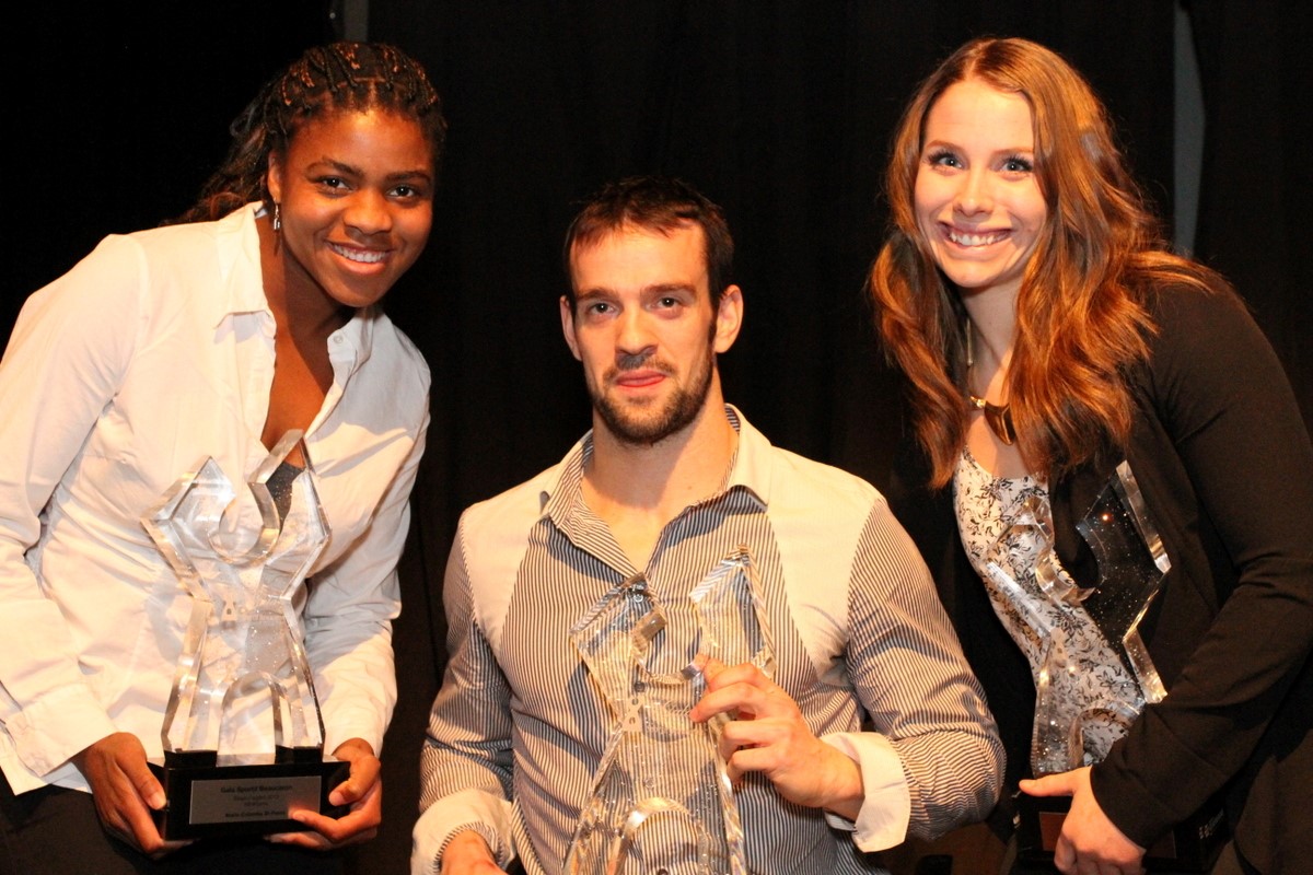 Marie-Colombe St-Pierre, Élitas argent, Jean-Philippe Maranda, Élitas d'or et Lya Jolicoeur, Élitas de bronze, pour l'édition 2014 du Gala du mérite sportif beauceron.