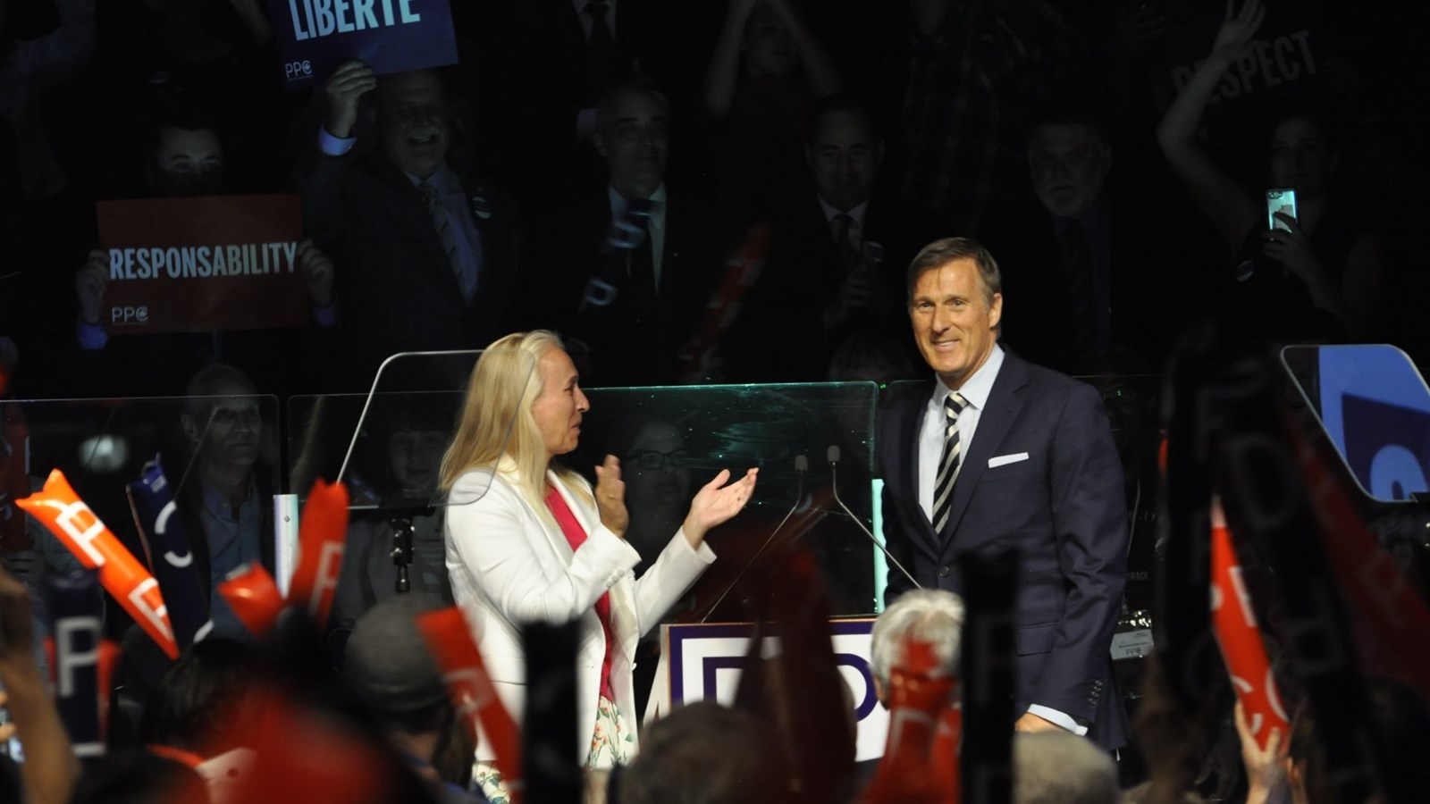 Maxime Bernier était accompagné de sa femme Catherine Letarte