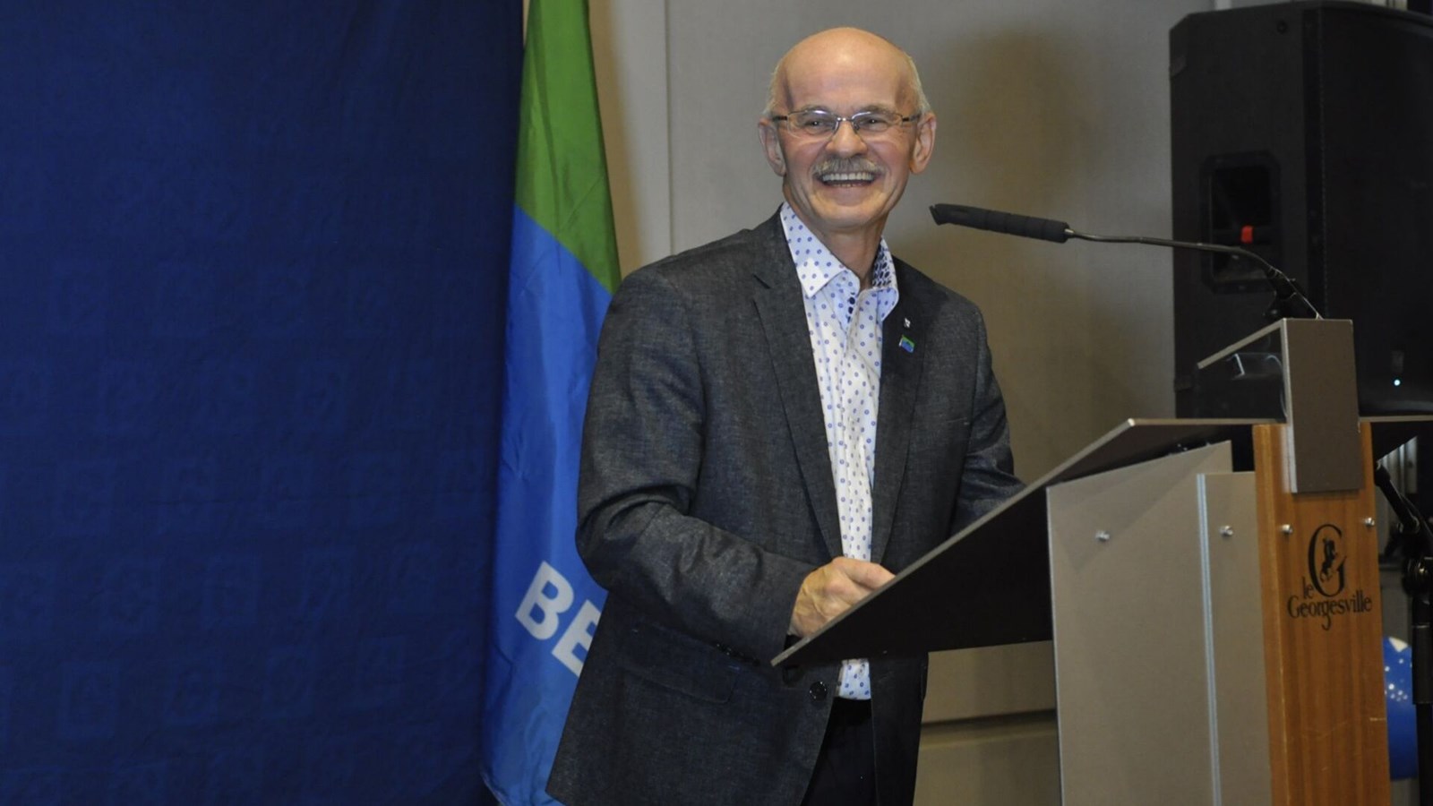 Le candidat conservateur, Richard Lehoux, au lancement de sa campagne.