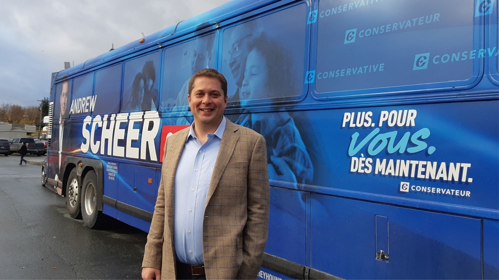 Andrew Scheer est venu faire une visite à Saint-Georges pour parler aux Beaucerons.