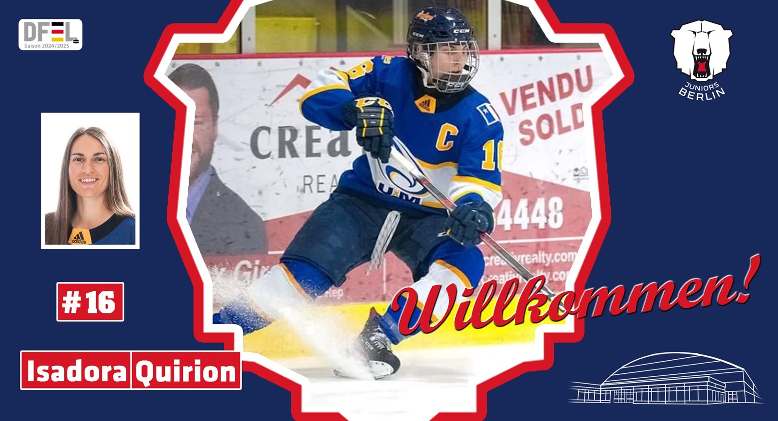 La Beauceronne a signé un contrat d'une saison avec le club Frauen Eisbären Juniors de Berlin.