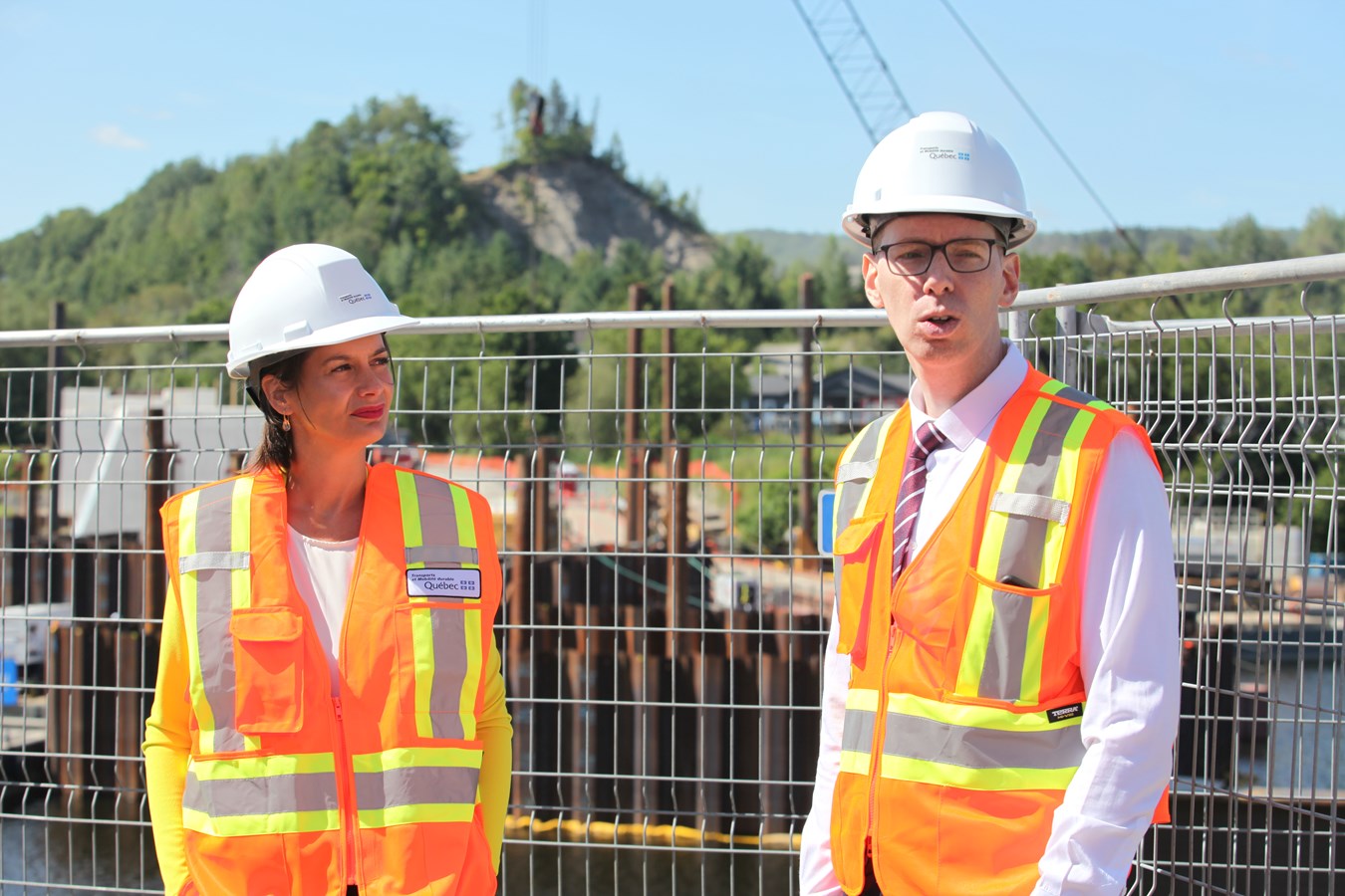 La ministre des Transports en visite au chantier ferroviaire de Vallée-Jonction