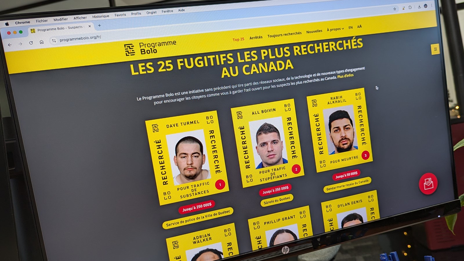 Mise à jour des 25 fugitifs les plus recherchés au Canada