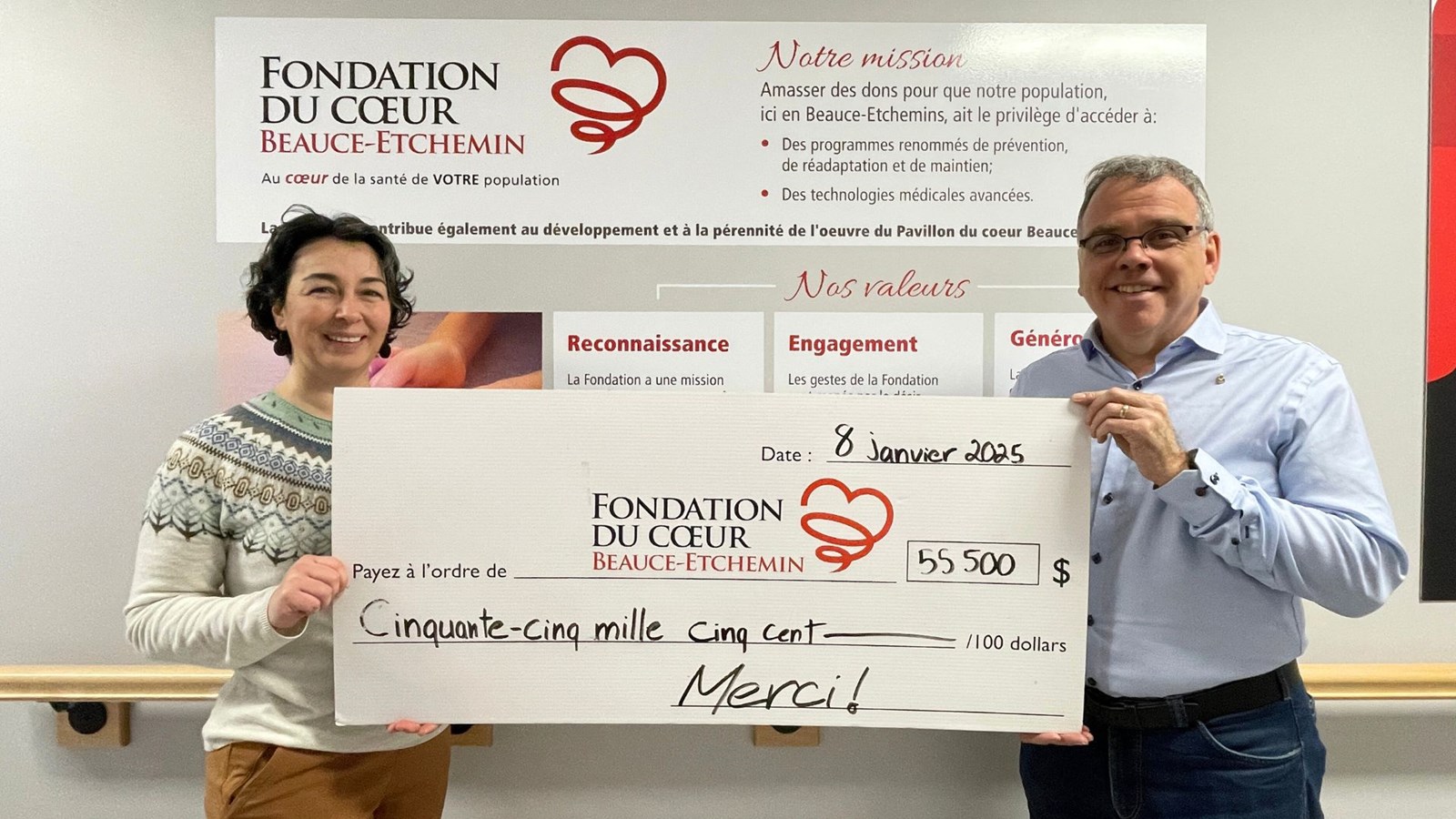 Chantal Quirion, directrice générale et Bernard Lessard, président de la Fondation du coeur.