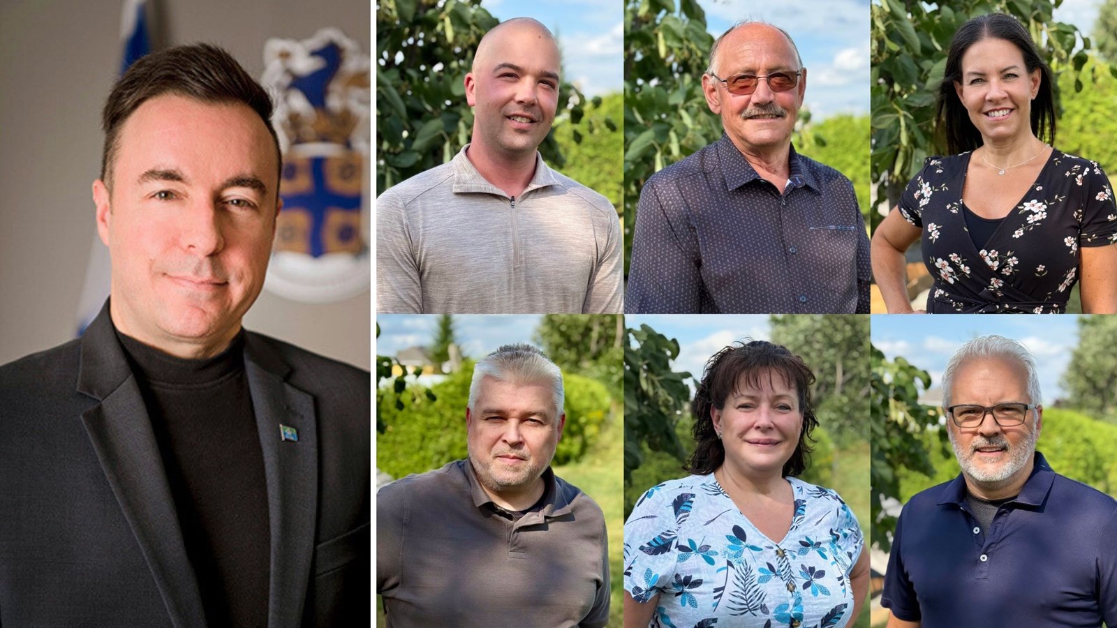 Le maire Jonathan Bolduc et son équipe, Eric Bélanger, Richard Doyon, Dominique Cliche, Xavier Bouhy, Dany Plante et Jérôme Bélanger.