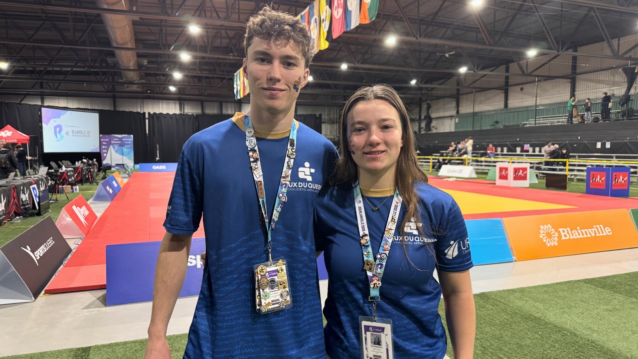 Justin Rodrigue et Métis Couture, les deux entraîneurs du judo pour la délégation Chaudière-Appalaches aux Jeux du Québec de Blainville