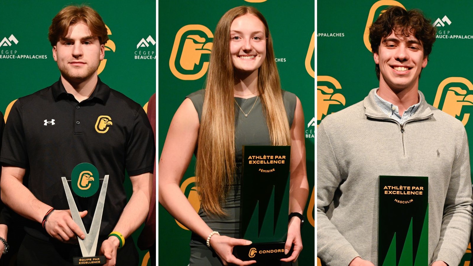 Hockey junior AAA des Condors (Équipe par excellence), Julianne Proteau (Athlète féminine par excellence), Hubert Drouin (Athlète masculin par excellence).
