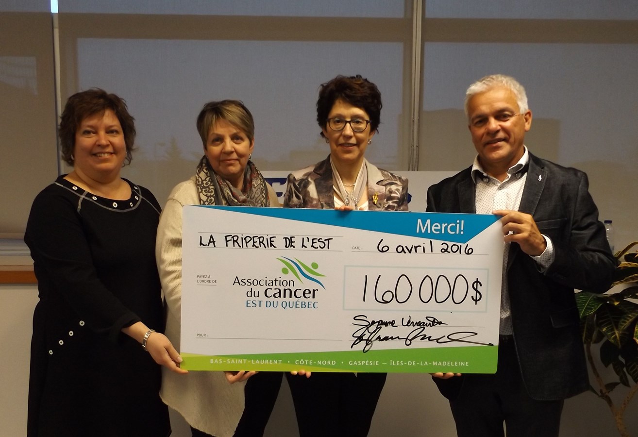 La Friperie de l'Est remet 160 000$ à l'Association du cancer de l'Est du Québec 