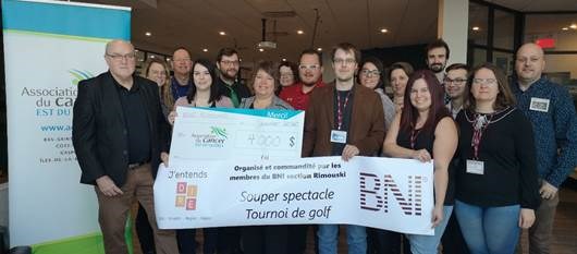 La section rimouskoise du BNI remet 4000 $ pour le mieux-être des personnes touchées par le cancer