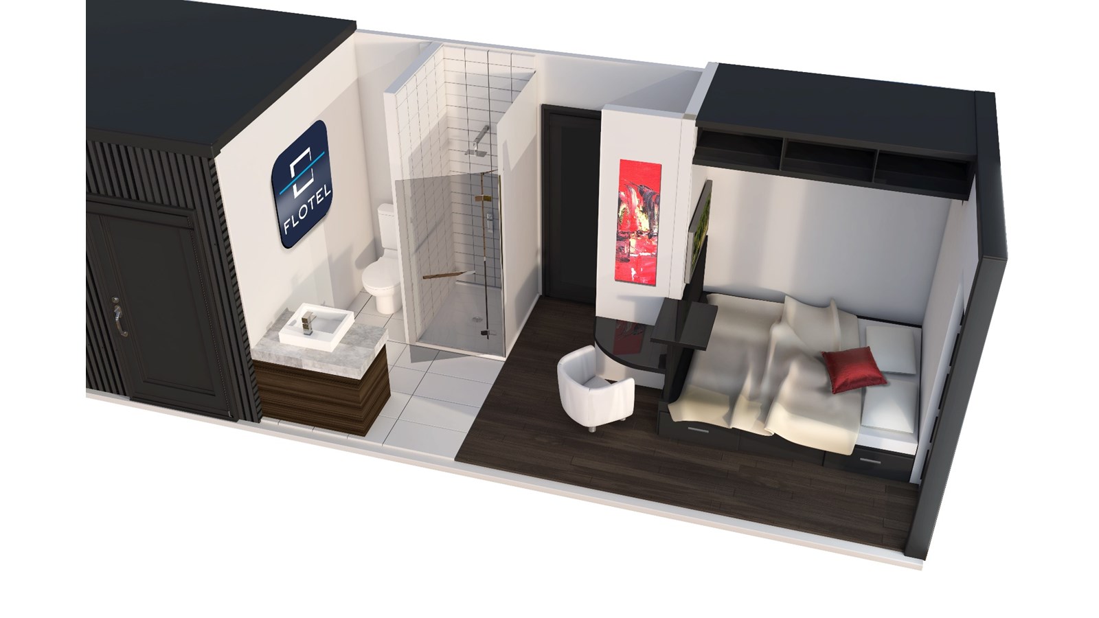Esquisse de l'une des chambres du projet.