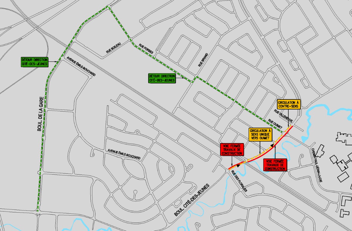 Changement de signalisation sur le chantier du boulevard de la Cité-des-Jeunes