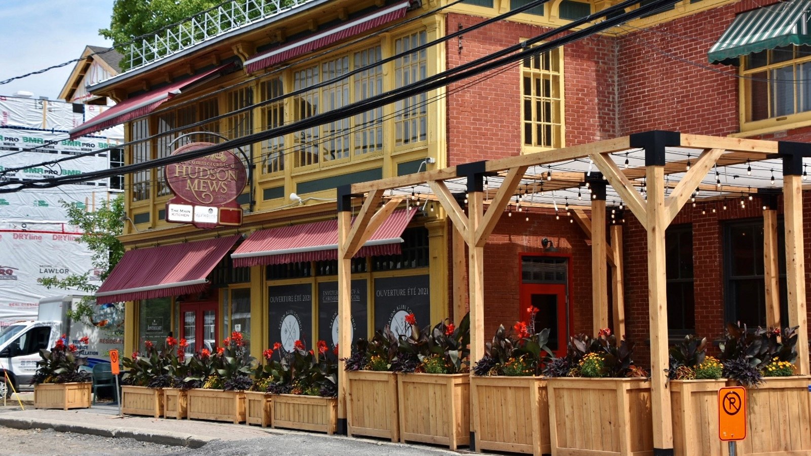Centre-ville de Hudson avec le restaurant Main Kitchen