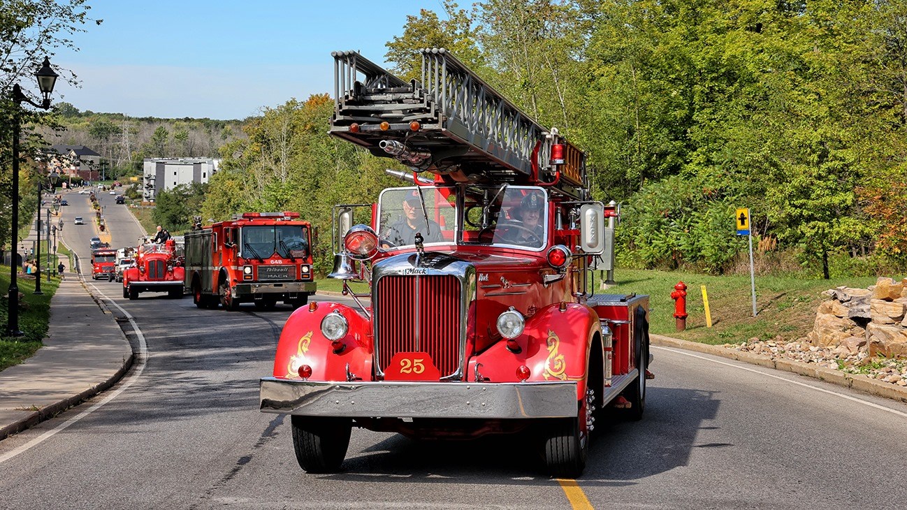 Une parade des pompiers de moins grande envergure, mais tout aussi emballante