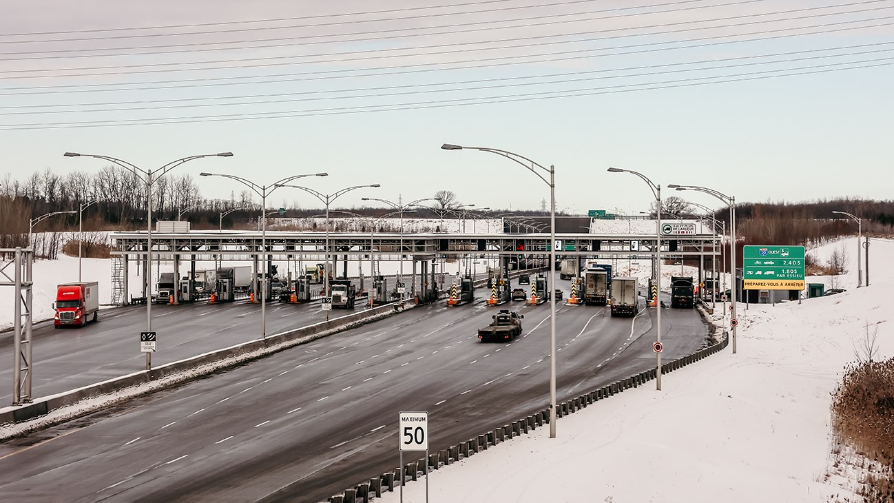 Poste de péage de l'autoroute 30 à Les Cèdres qui mettra à jour ses tarifs le 1er février 2022.