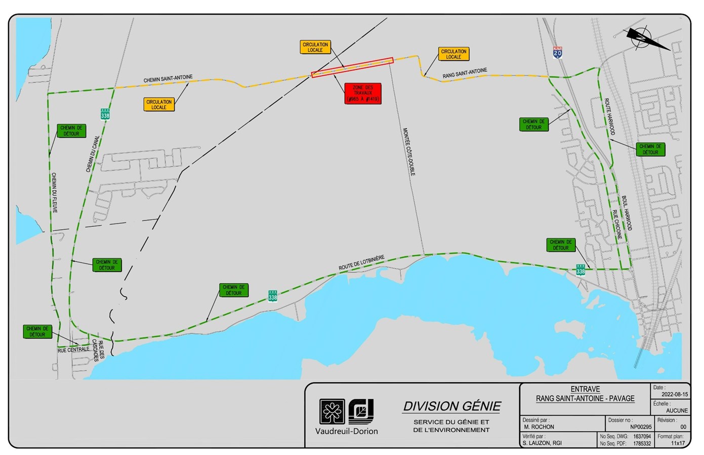 Travaux à Vaudreuil-Dorion: des détours à Les Cèdres et Pointe-des-Cascades