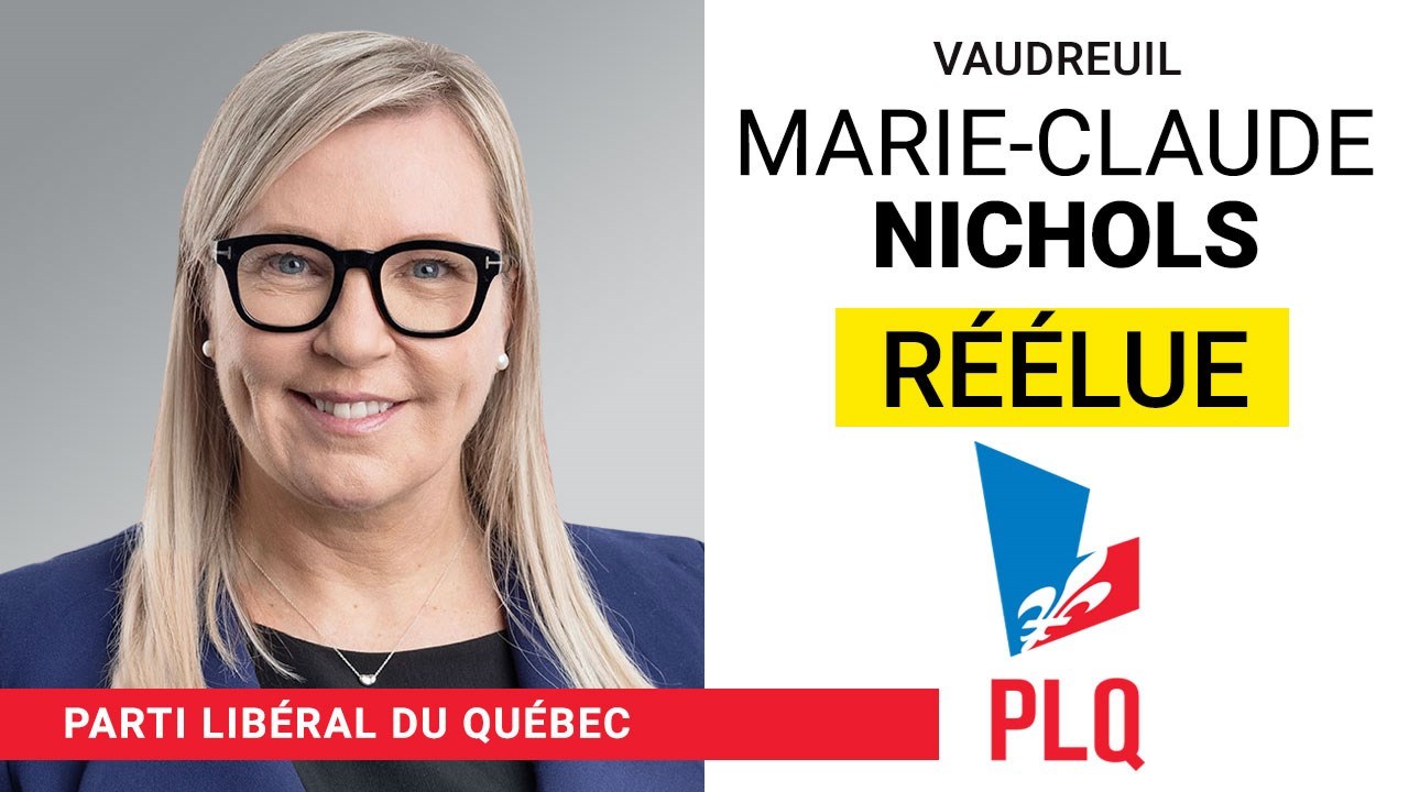 3 octobre 2022 : Marie-Claude Nichols (PLQ) réélue députée de Vaudreuil