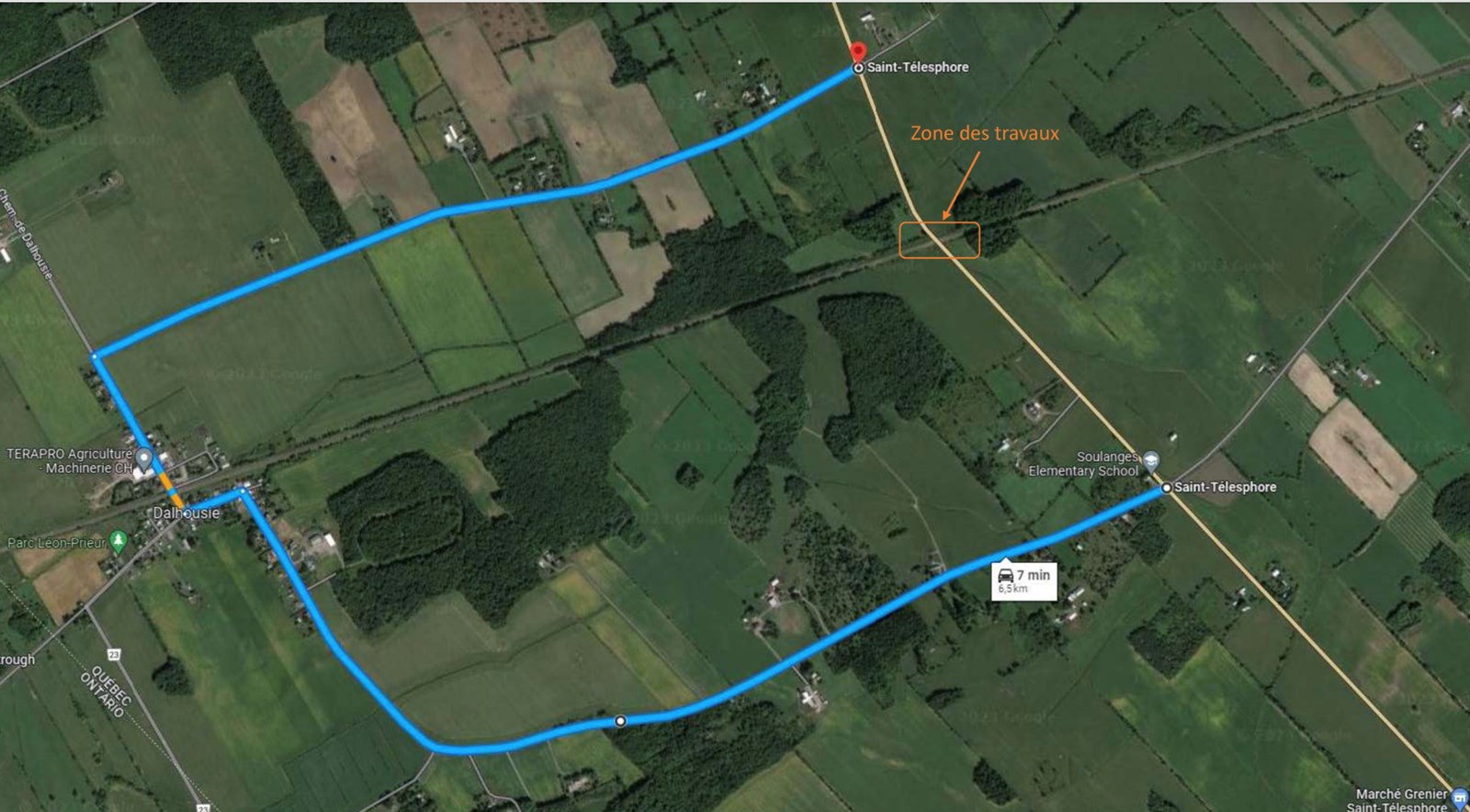 Fermeture de la route 325 à Saint-Télesphore