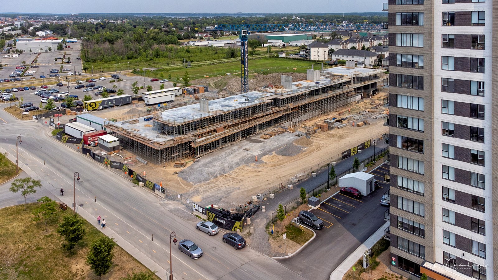 Pôle municipal: l'évolution du chantier vu des airs