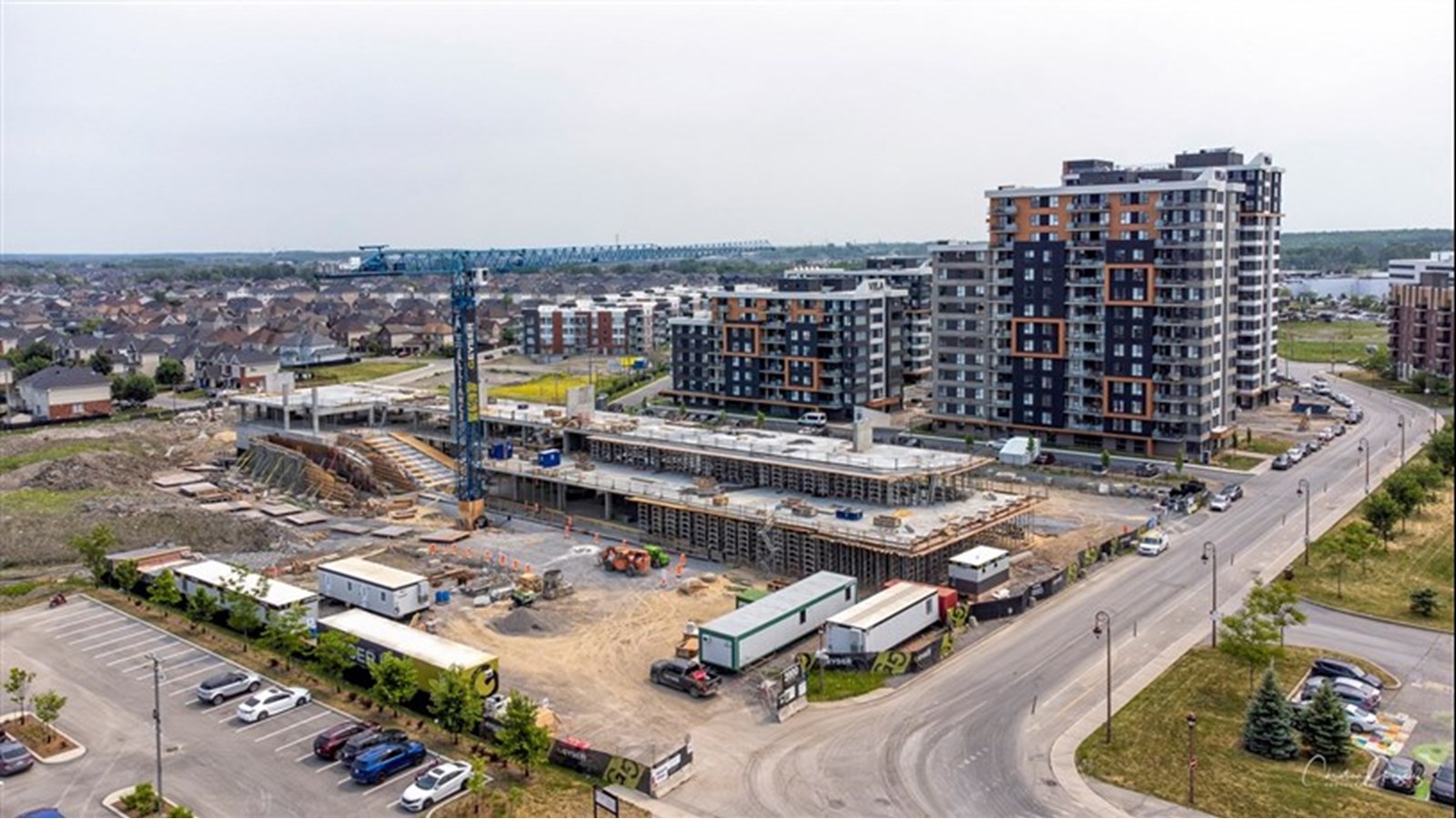 Pôle municipal: l'évolution du chantier vu des airs