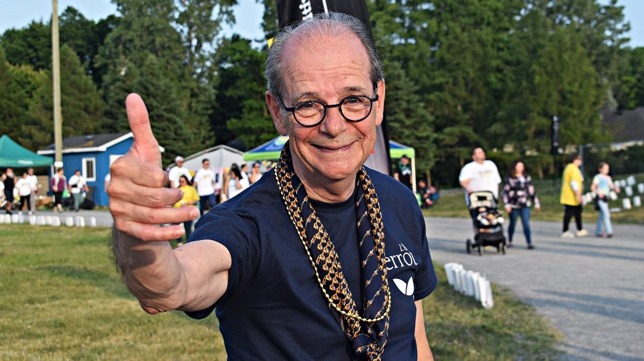 L'Île-Perrot Mayor Pierre Séguin at the Relay for Life fundraiser for cancer research at Olympic Park, July 10.