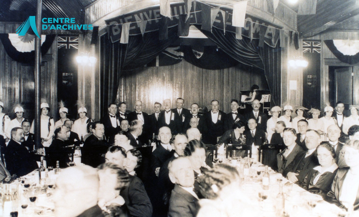 Repas servi à la soirée d’inauguration de la salle Wilson, 1924.