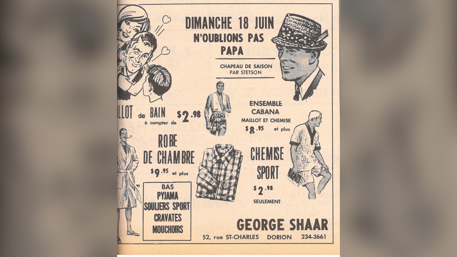 Annonce publicitaire, magasin George Shaar à Dorion dans le journal L’Écho, 14 juin
1967, p.7.