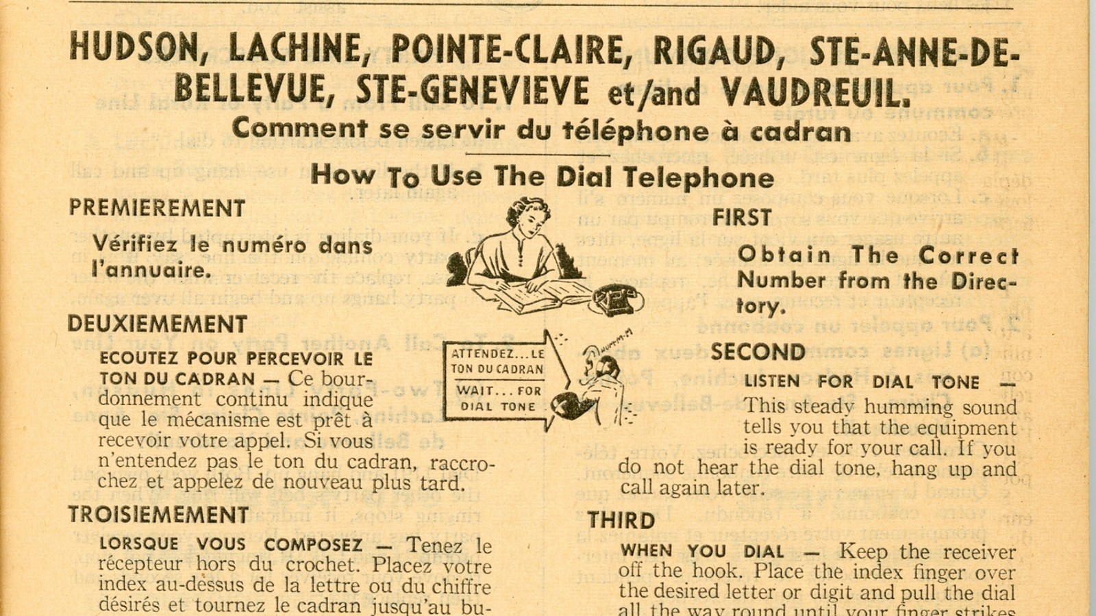 Annuaire téléphonique : Lachine, Pointe-Claire, Ste-Anne-de-Bellevue, Dorion-Vaudreuil, Rigaud, Hudson, Ste-Geneviève, novembre 1953, THE BELL TELEPHONE COMPANY OF CANADA, page 3.