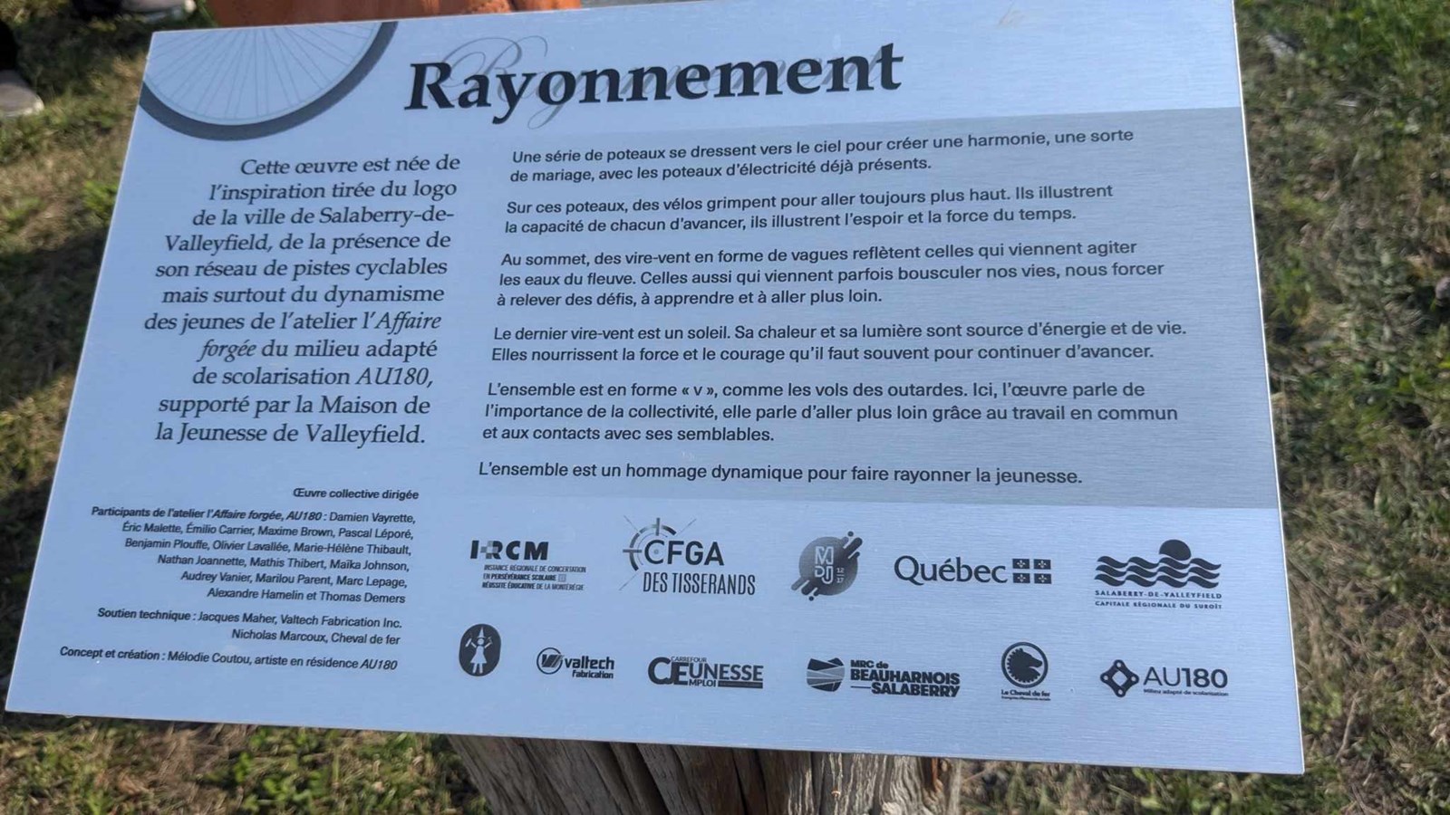 Une œuvre d’art public réalisée par des jeunes au cœur de Salaberry-de-Valleyfield
