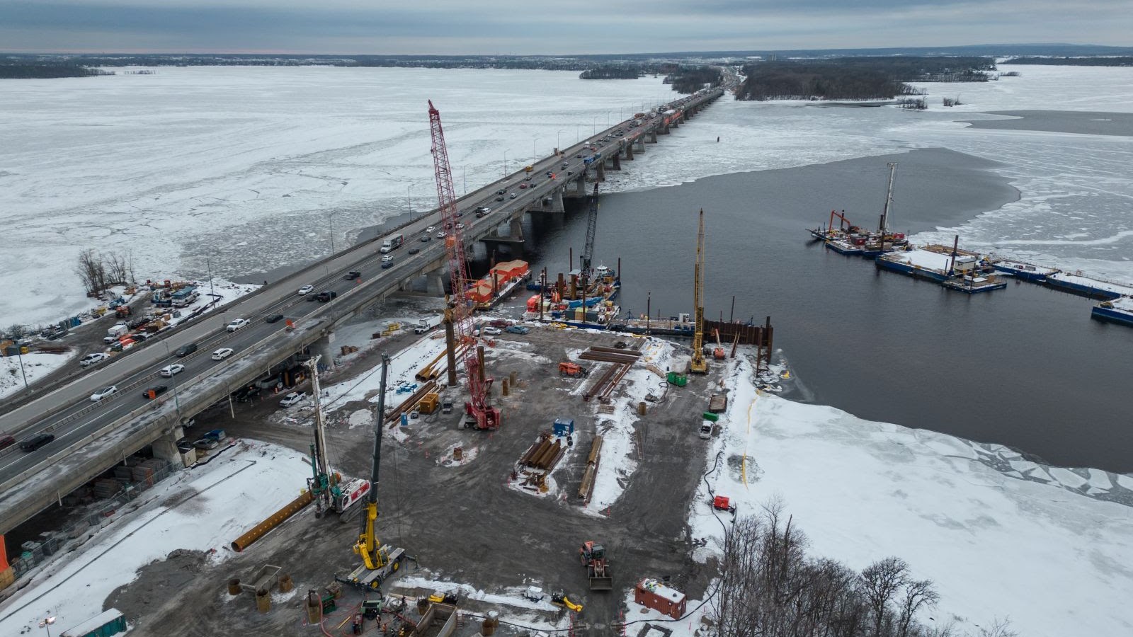 Vue sur la jetée de l’île Girwood, janvier 2024