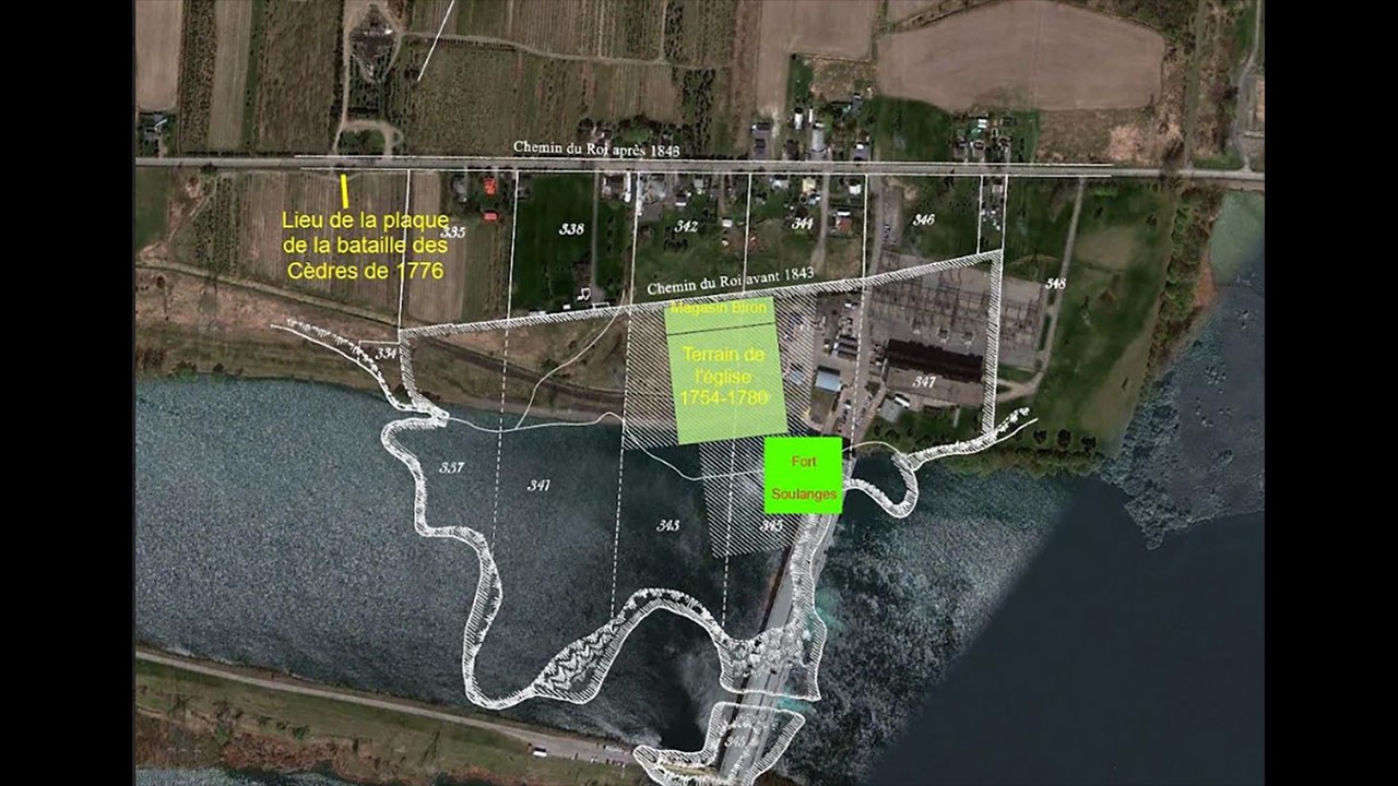 : Superposition de l’ancien coteau et des ses bâtiments sur une carte actuelle.