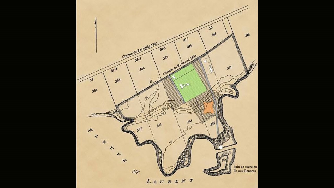 : Plan du Coteau des Cèdres avec superposition des structures.
