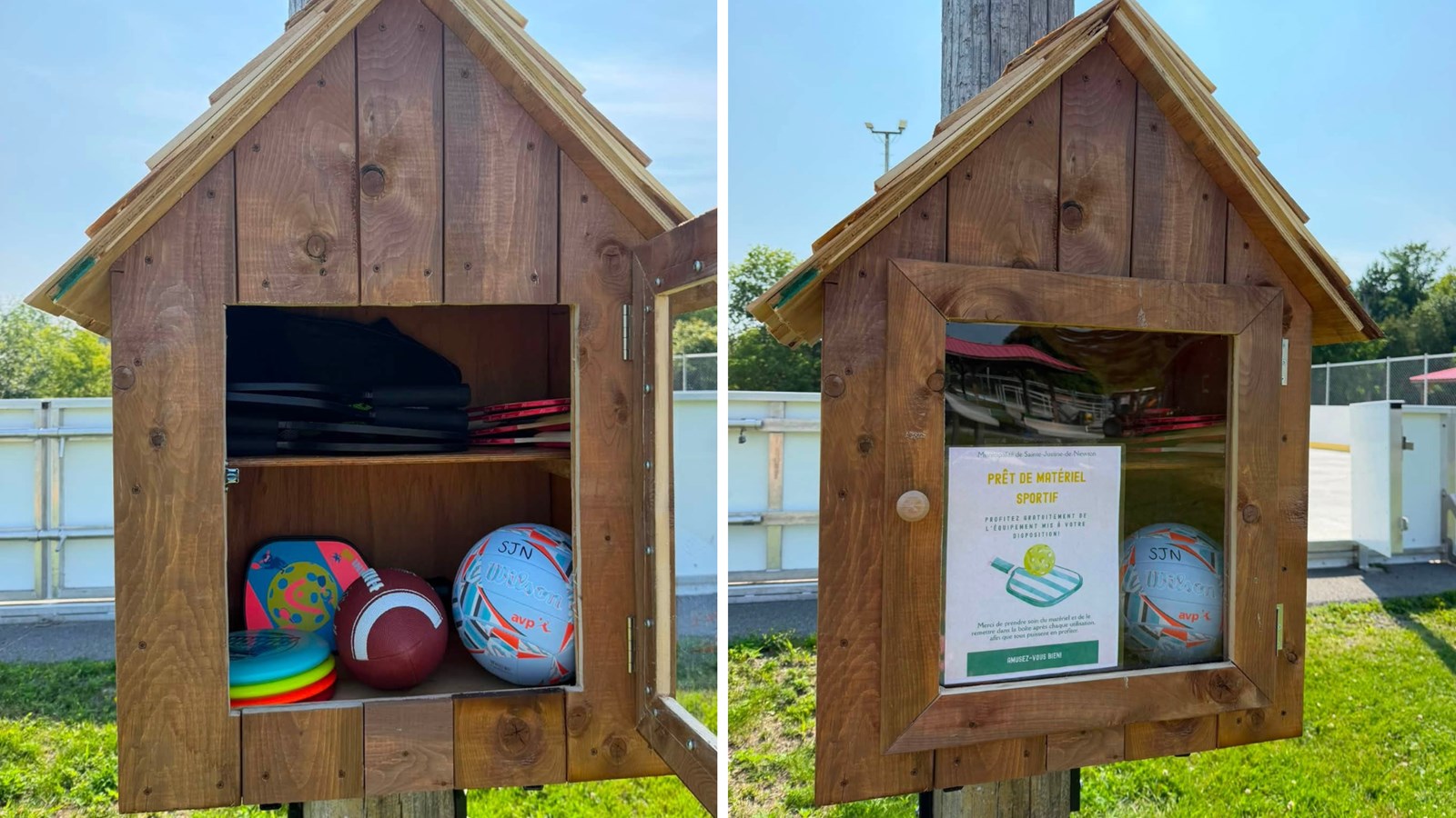 Une boîte de prêt d'équipements sportifs en libre-service