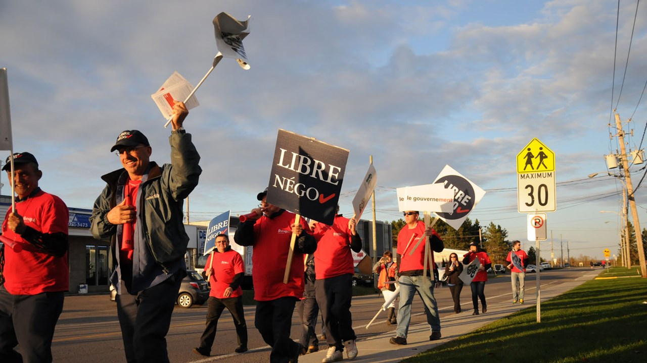 Grève des travailleurs du Front commun syndical de la Montérégie le 28 octobre